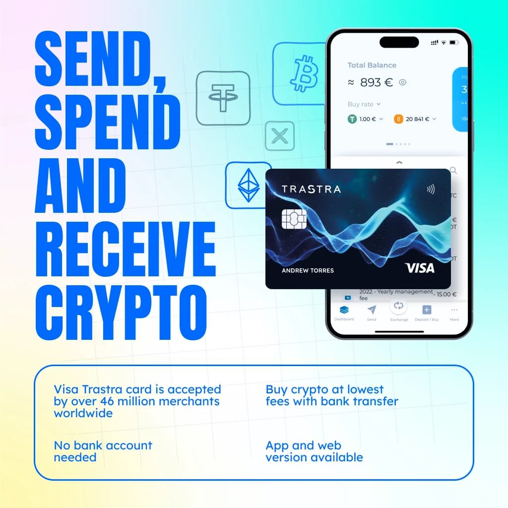Send, spend, and receive crypto with the Trastra Visa card
