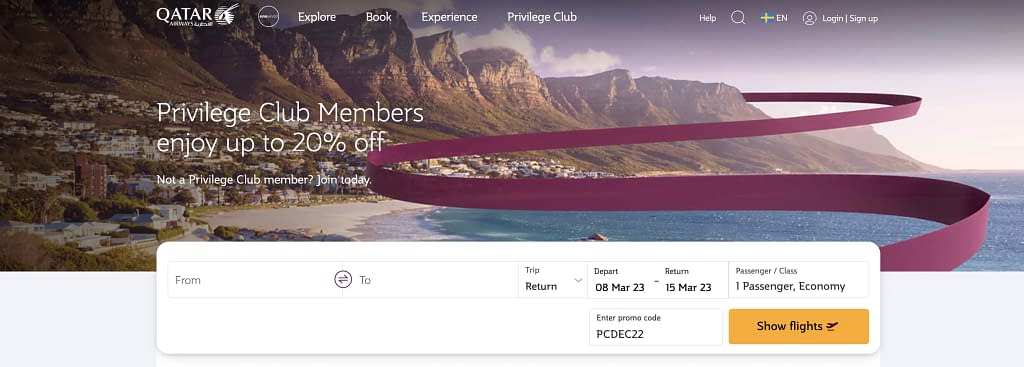 Qatar Airways Privilege Club Promo (2023) Book by March 18th