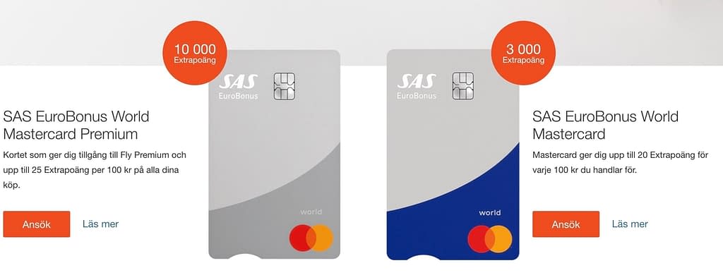 SAS Eurobonus World Mastercard Lineup (2023)