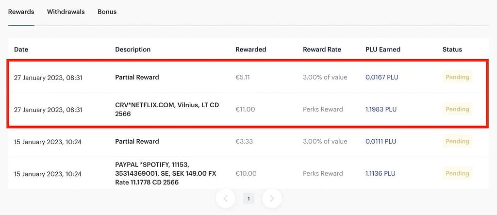 Plutus Netflix Perk: Reward Transaction (PLU)