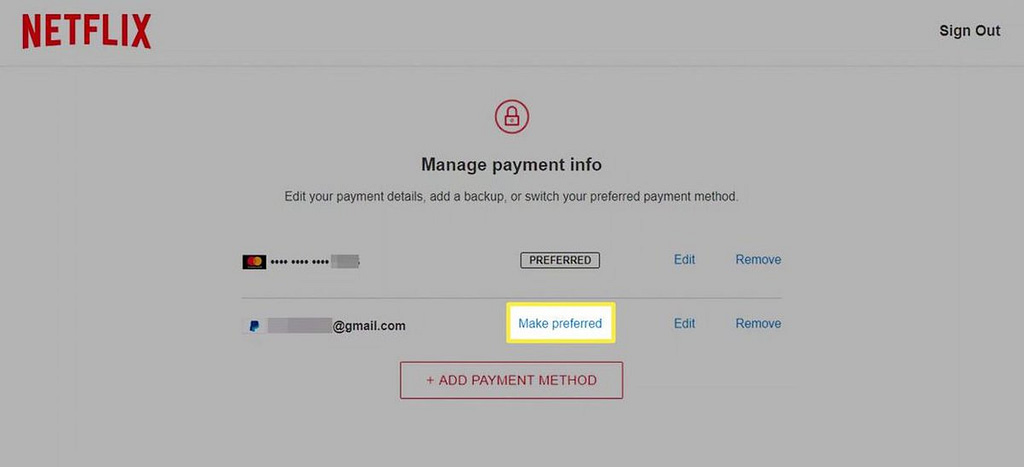 Netflix update payment card using Plutus