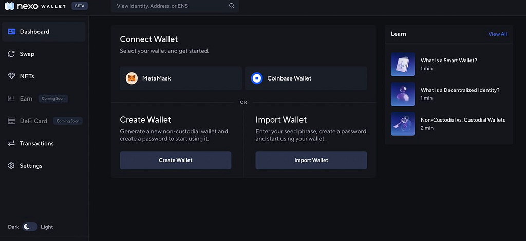 How To Create a New Nexo Wallet 