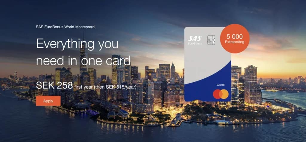 SAS EuroBonus Mastercard Increases the Welcome Bonus To 5000