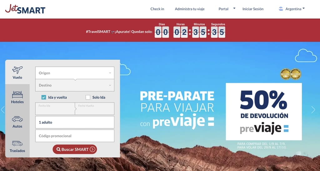 JetSmart Argentina Website (2023)