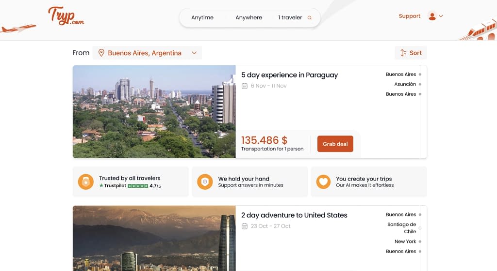 Tryp.com uses AI to find cheap flights (2023)
