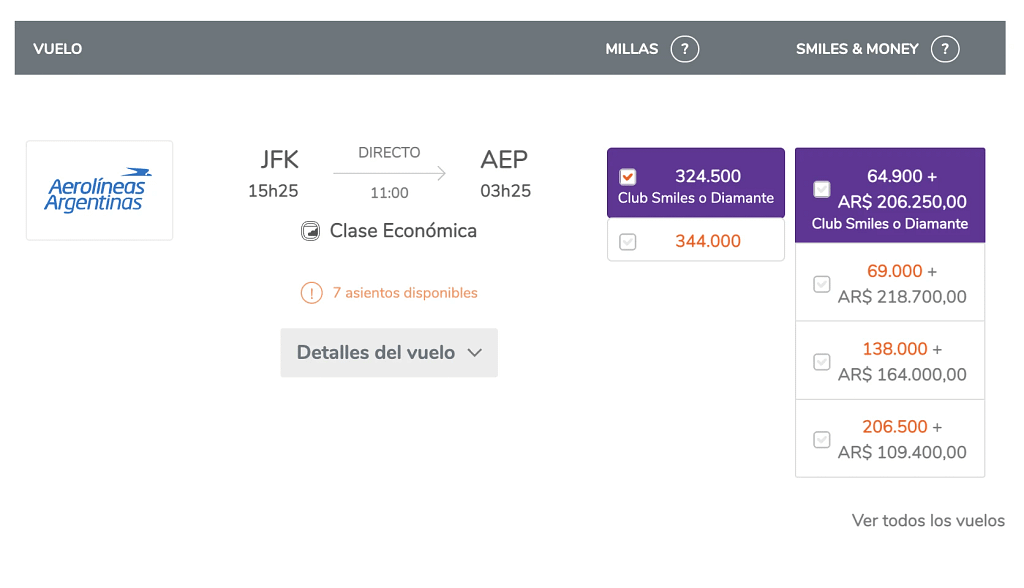 JFK to AEP nonstop with Aerolineas Argentinas - Book with Smiles miles