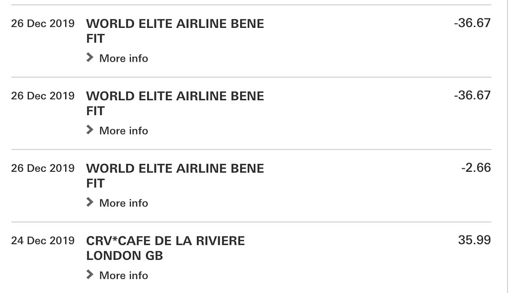 HSBC Premier World Elite  Mastercard: Airline Benefit