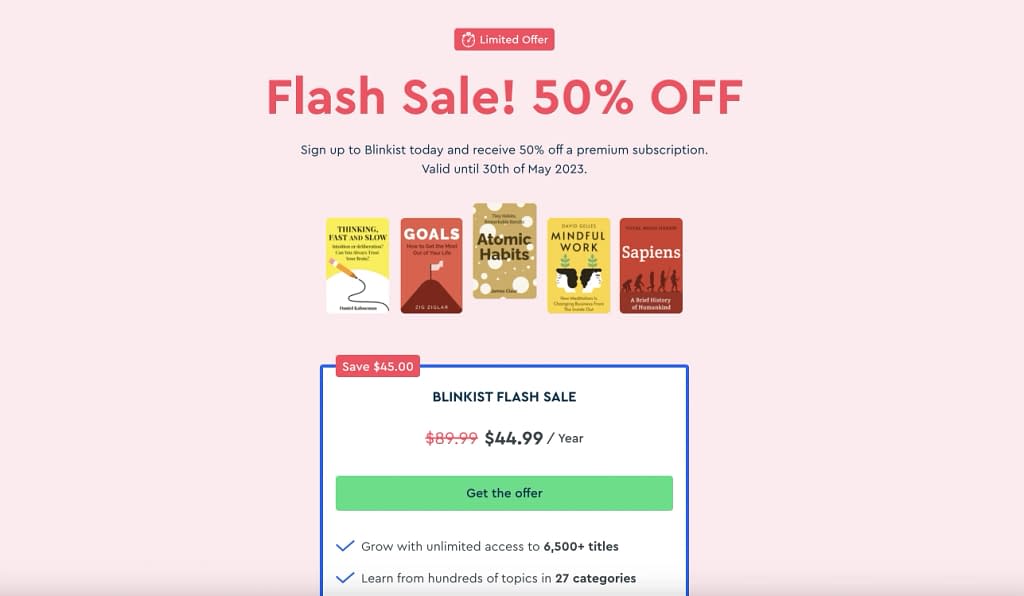 Blinkist Flash Sale 50% Off May 2023