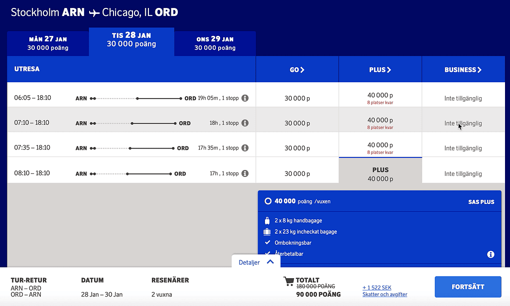 First SAS A350 Flight Booking