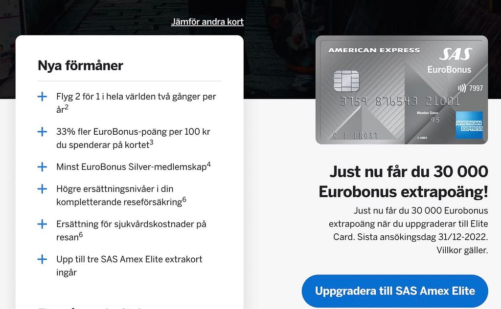 Upgrade SAS Amex Offer (Until Dec 31st 2022)