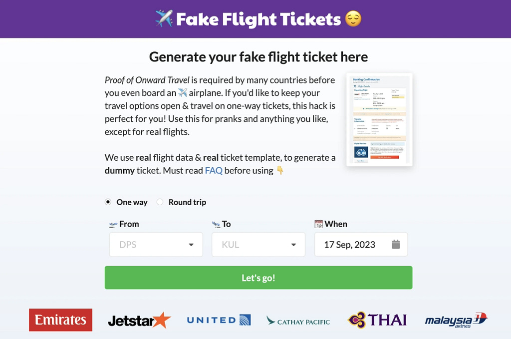 Fake Flight Tickets: Fair Plane Tickets Generator that you should AVOID (2023)