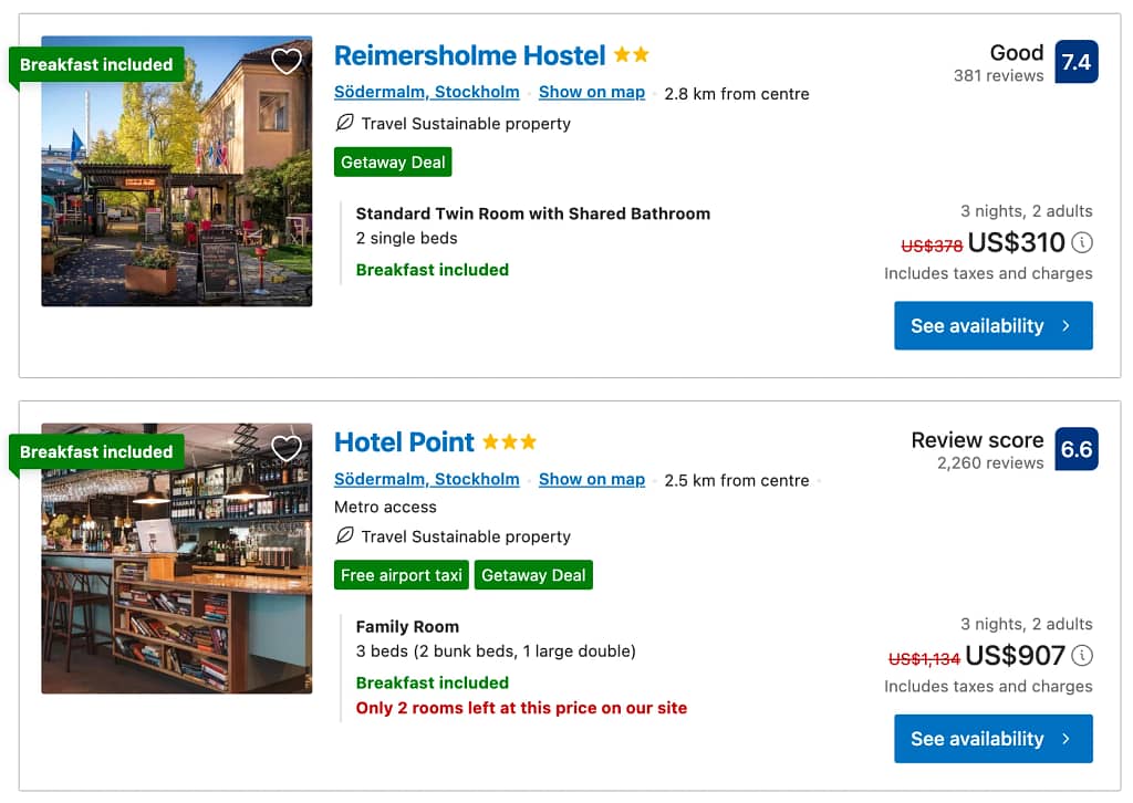 Booking.com Getaway Deals 2023 in Stockholm