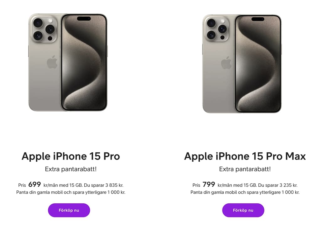 Telia iPhone 15 Pro Deals (2023)