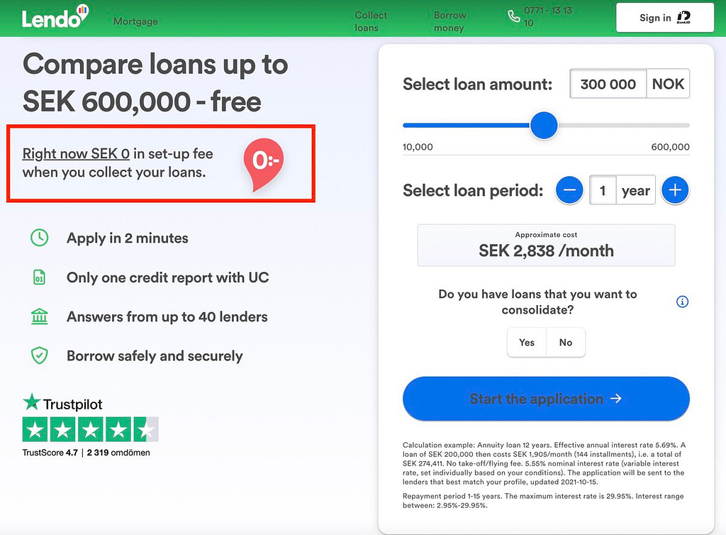 Lendo Promo: 0kr setup fee when consolidating loans (2023)