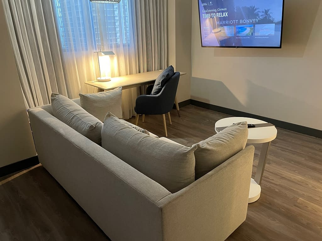 Element Miami Brickell Review 2023 - 1 Bedroom Suite Room (sofa)