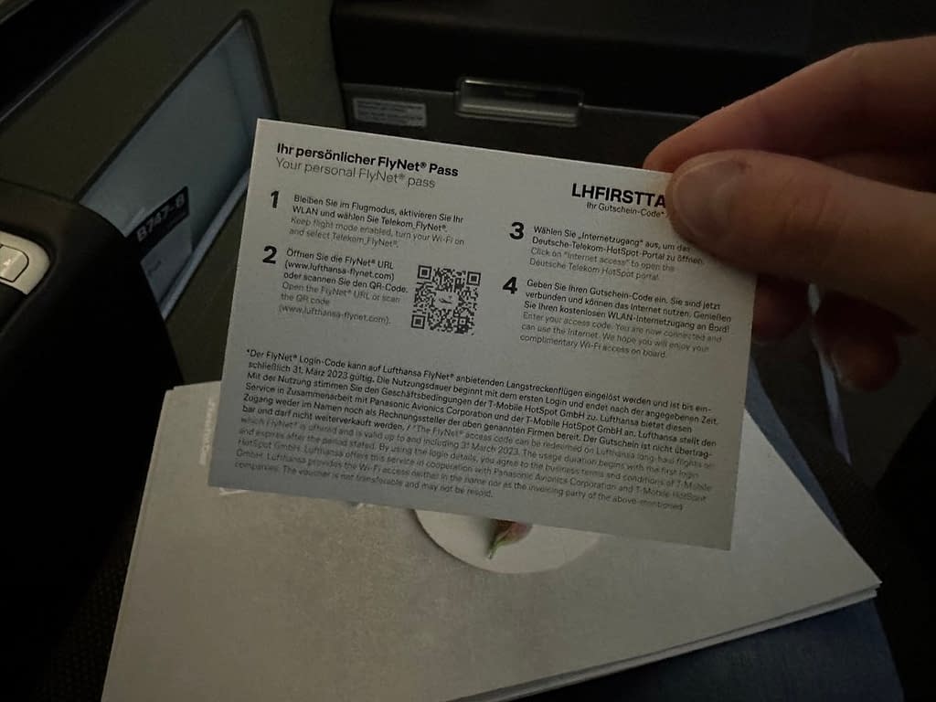 Lufthansa 747-8 First Class in 2023 - WIFI voucher 3