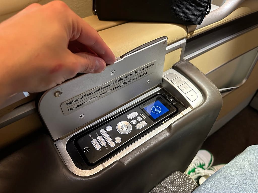 Lufthansa 747-8 First Class in 2023 - Seat controls 2