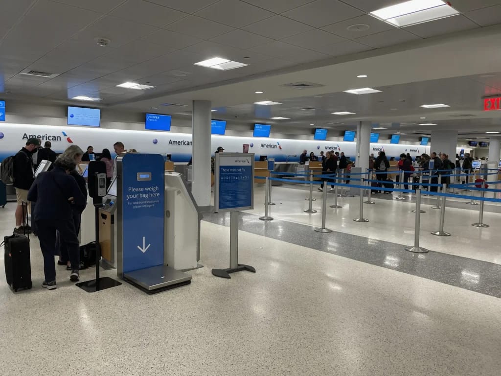 American Airlines priority lane at Boston Logan Airport