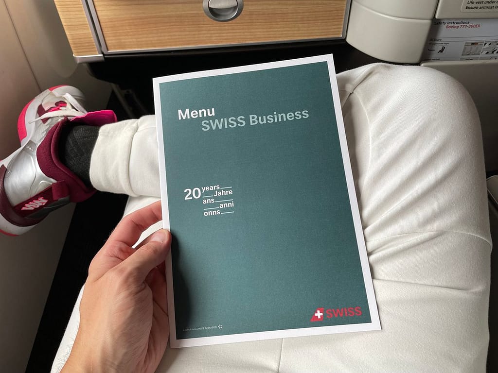 Swiss Business Class in 2023: Menu