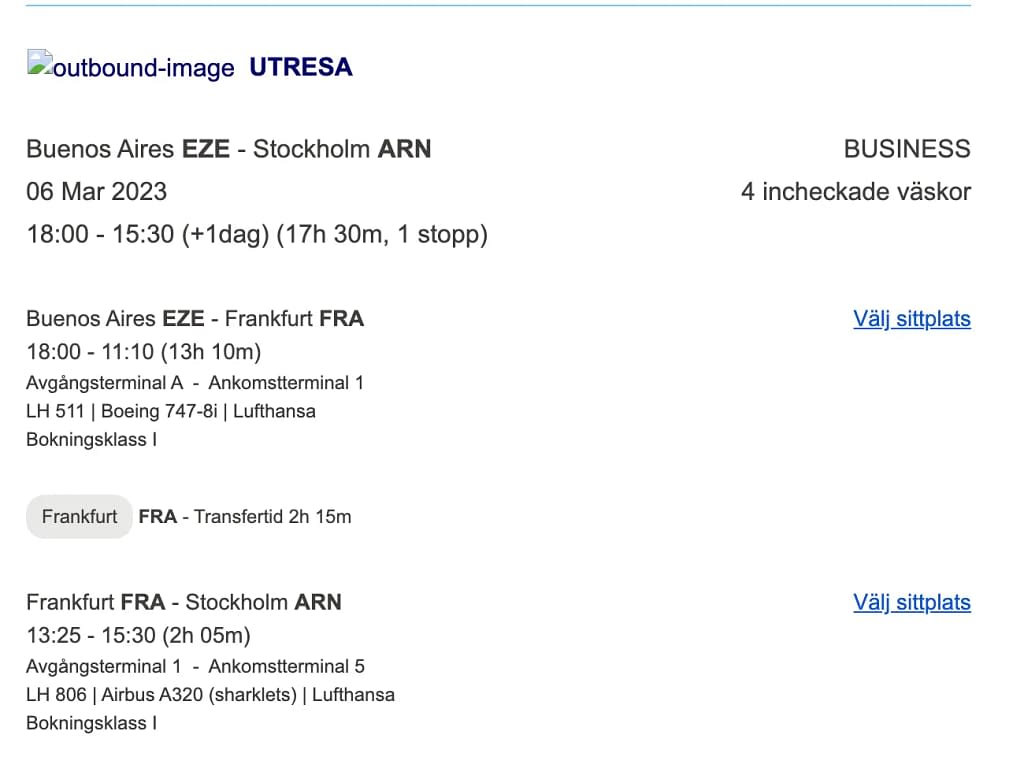 Booking LH511 using SAS EuroBonus Points (Lufthansa Buenos Aires to Frankfurt)