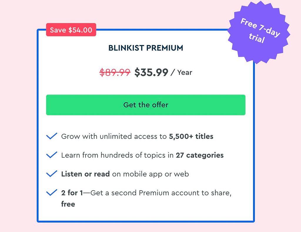 Blinkist Premium 60% Off. Blinkist Black Friday 2022 Sale