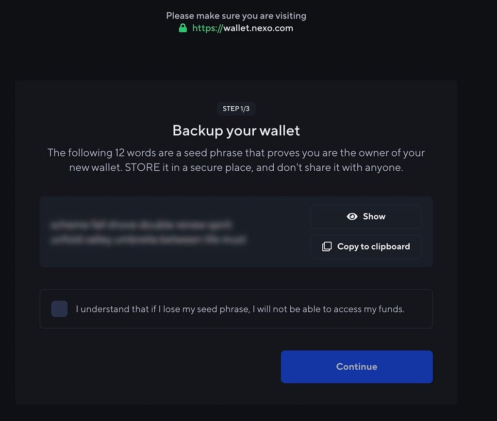 How To Create a New Nexo Wallet (Backup your wallet)