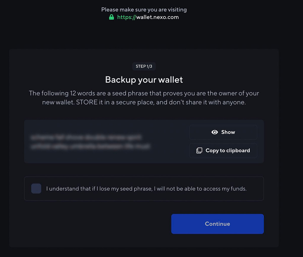 How To Create a New Nexo Wallet (Backup your wallet)