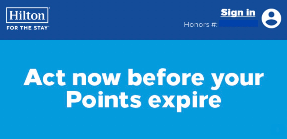 Hilton Honors Points Expire