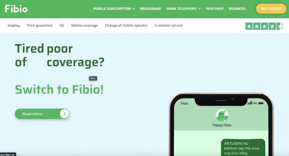 Fibio (Best 5G Operators in Sweden 2023) - Bäst 5G Nät i Sverige