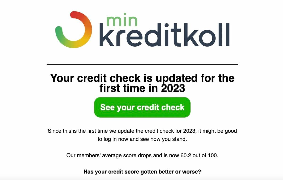 minKreditkoll Notification: First email in 2023