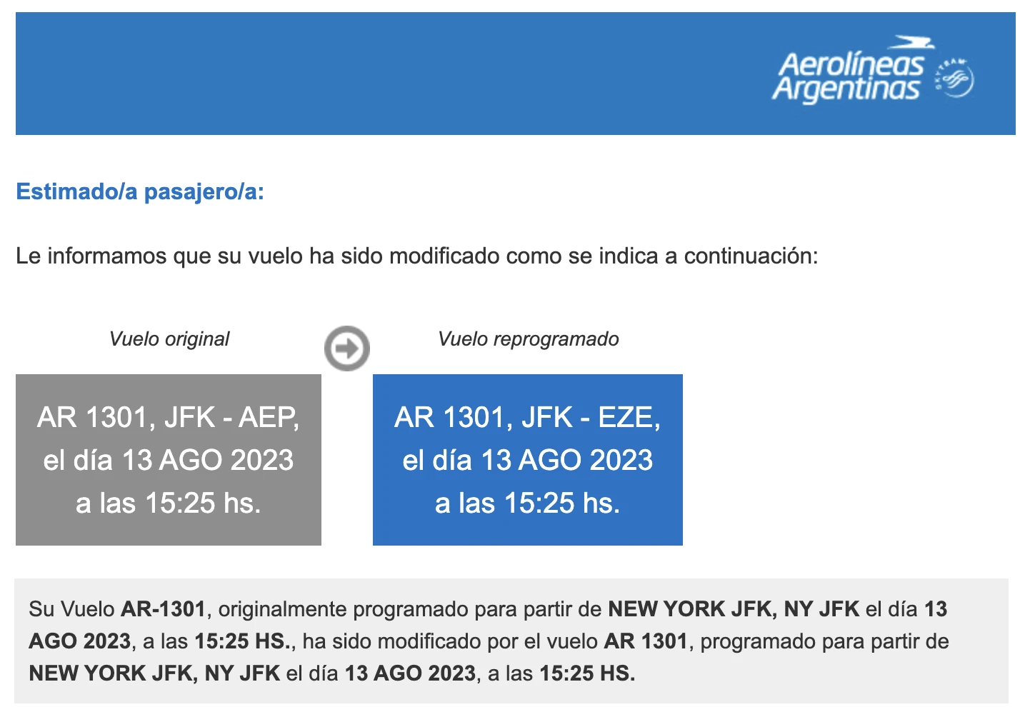 Aerolíneas Argentinas Postpones Long haul Flights To Aeroparque