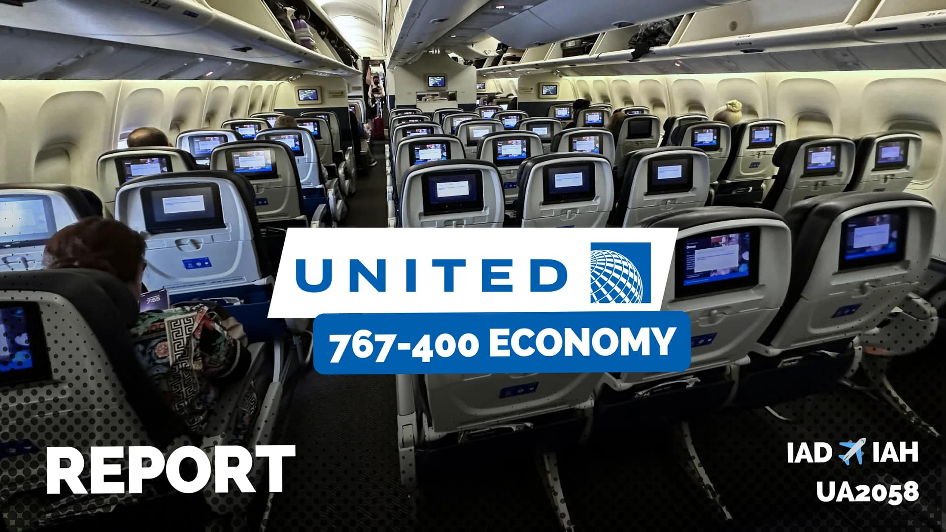 United 767-400 Economy Class in 2023. From Washington to Houston