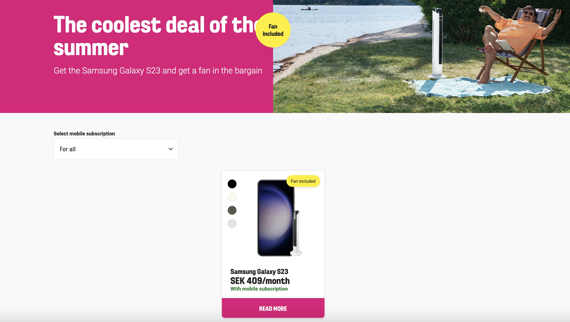 Comviq Samsung Galaxy S23 Summer Deal - Get a free fan
