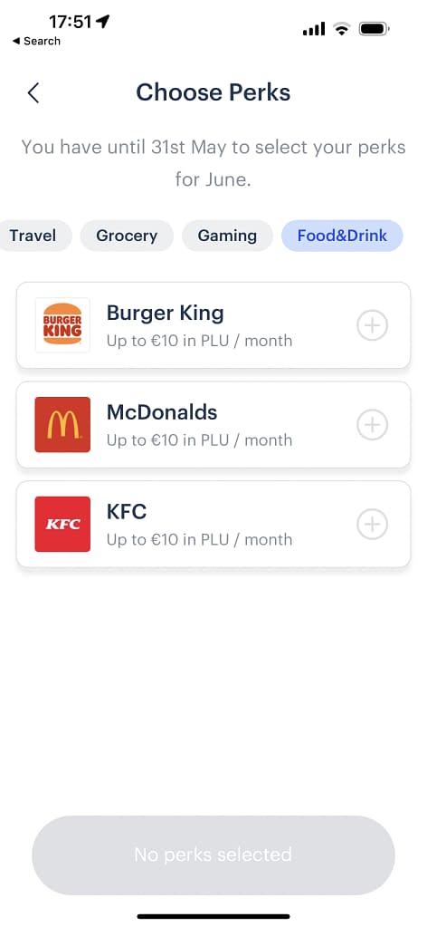 Plutus Food Perks on the App