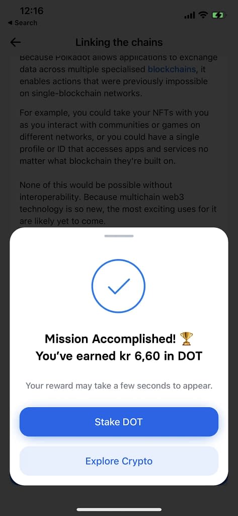 Revolut Polkadot Learn And Earn Lesson 2 Accomplished