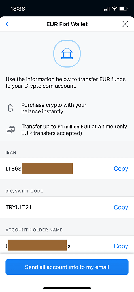 Transfer money from Revolut to Crypto.com with no fees Step 14