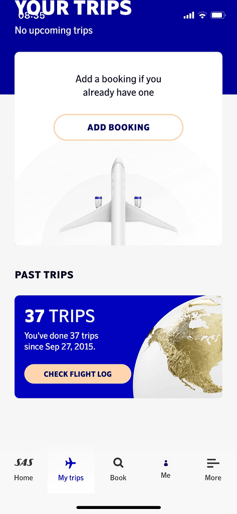 New SAS App for iPhone (2023) - Past Trips