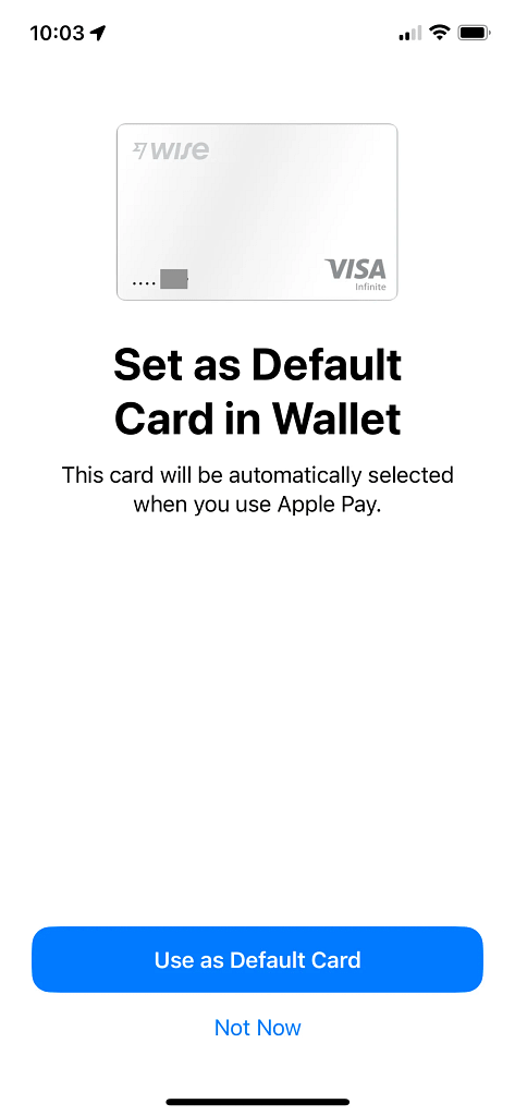 Wise eco card on Apple Pay (2023)