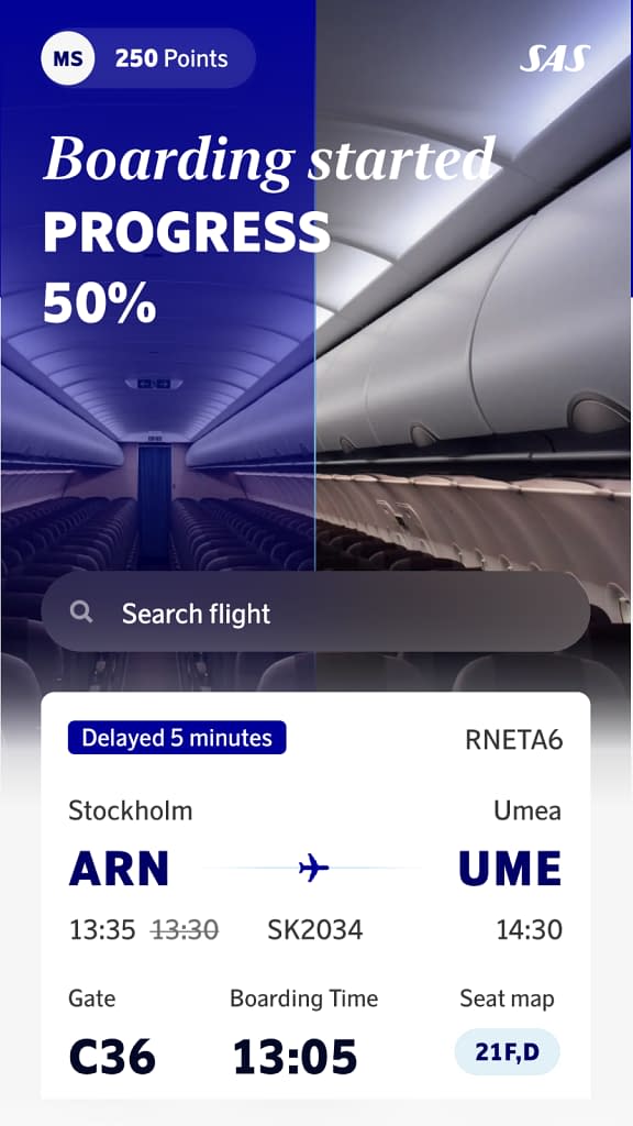 New SAS App for Android - Boarding tracker