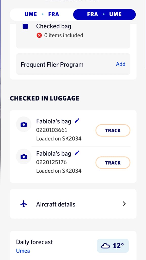 New SAS App for Android 2022 - Luggage