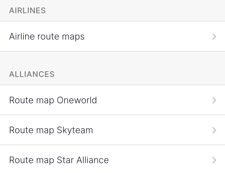 FlightConnections maps per airline or alliance