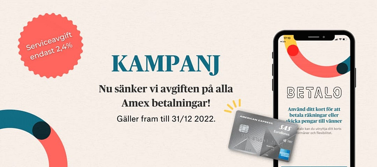 Betalo Lowers Service Fee for Amex Cards Until The End Of 2022 (Betalo Sweden)