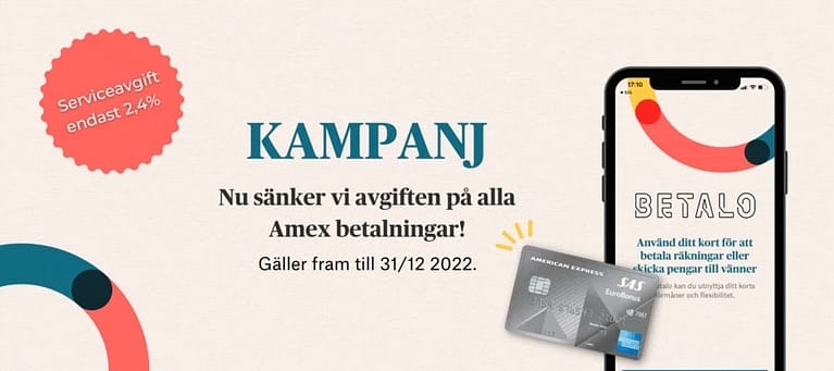 Betalo Lowers Service Fee for Amex Cards Until The End Of 2022 (Betalo Sweden)