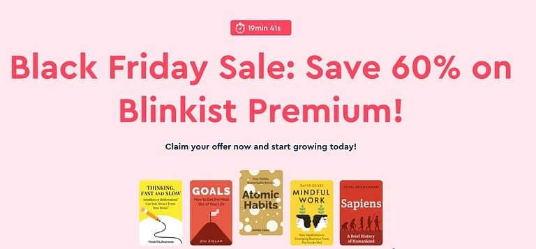 Blinkist Black Friday 2022 Sale: 60% off Premium + FREE Trial (No risk)