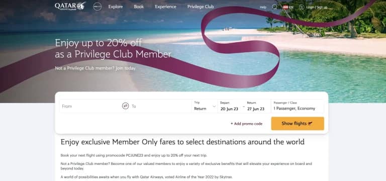 Qatar Airways 20% OFF Sale For Privilege Club (Until June 30th)