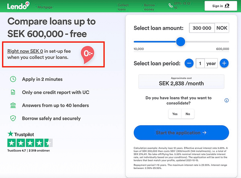 New Lendo Promo! 0 kr Setup Fee When Consolidating Loans (Until Feb 6)