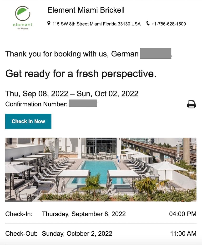 Element Miami Brickell Review 2023 - Booking with 600.000 Marriott Bonvoy Points