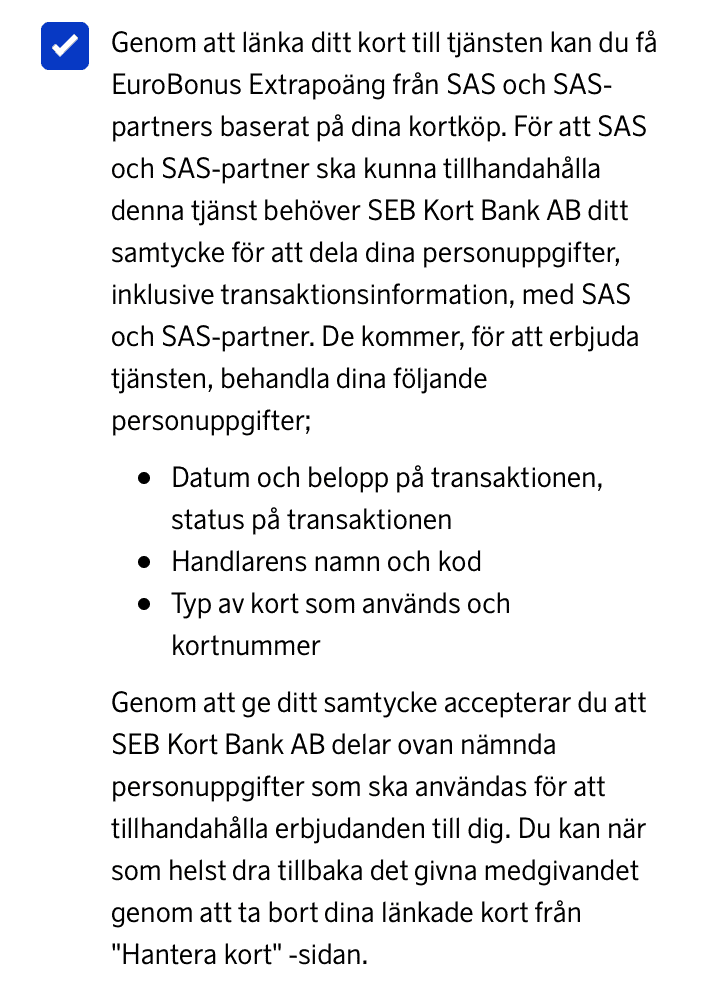 NEW! Connect ANY Debit Or Credit Card And Earn SAS EuroBonus Points